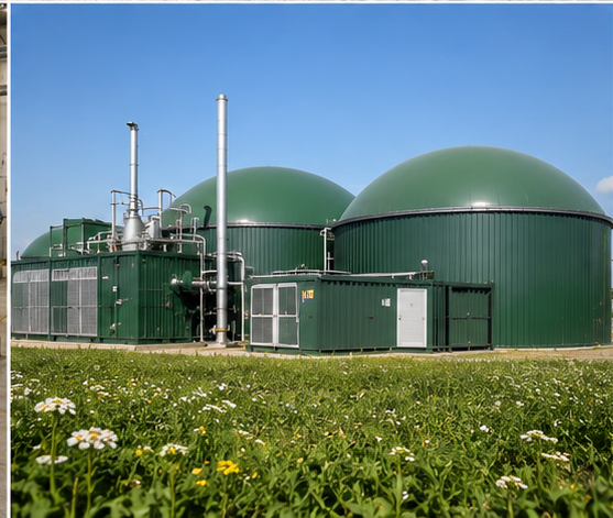 Industrial biogas and combined heat and power CHP generation facility